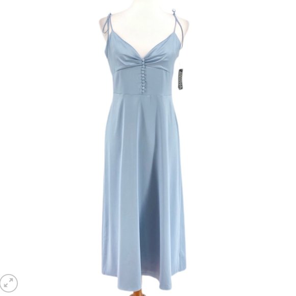 NWT Danielle Bernstein Satin Slip Dress in Baby Blue, sizes 10 & 12 - Picture 5 of 10